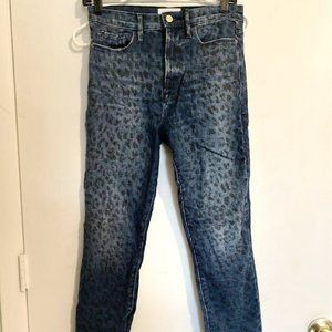 Frame Ali Leopard print high rise cigarette jeans